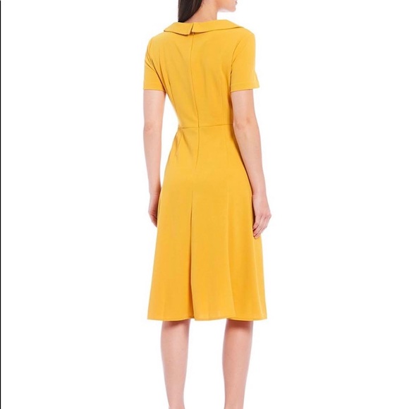 Donna Morgan Womens Size 6 Mel Yellow Scoop Neck Fit & Flare Midi Dress NWT - Picture 3 of 7